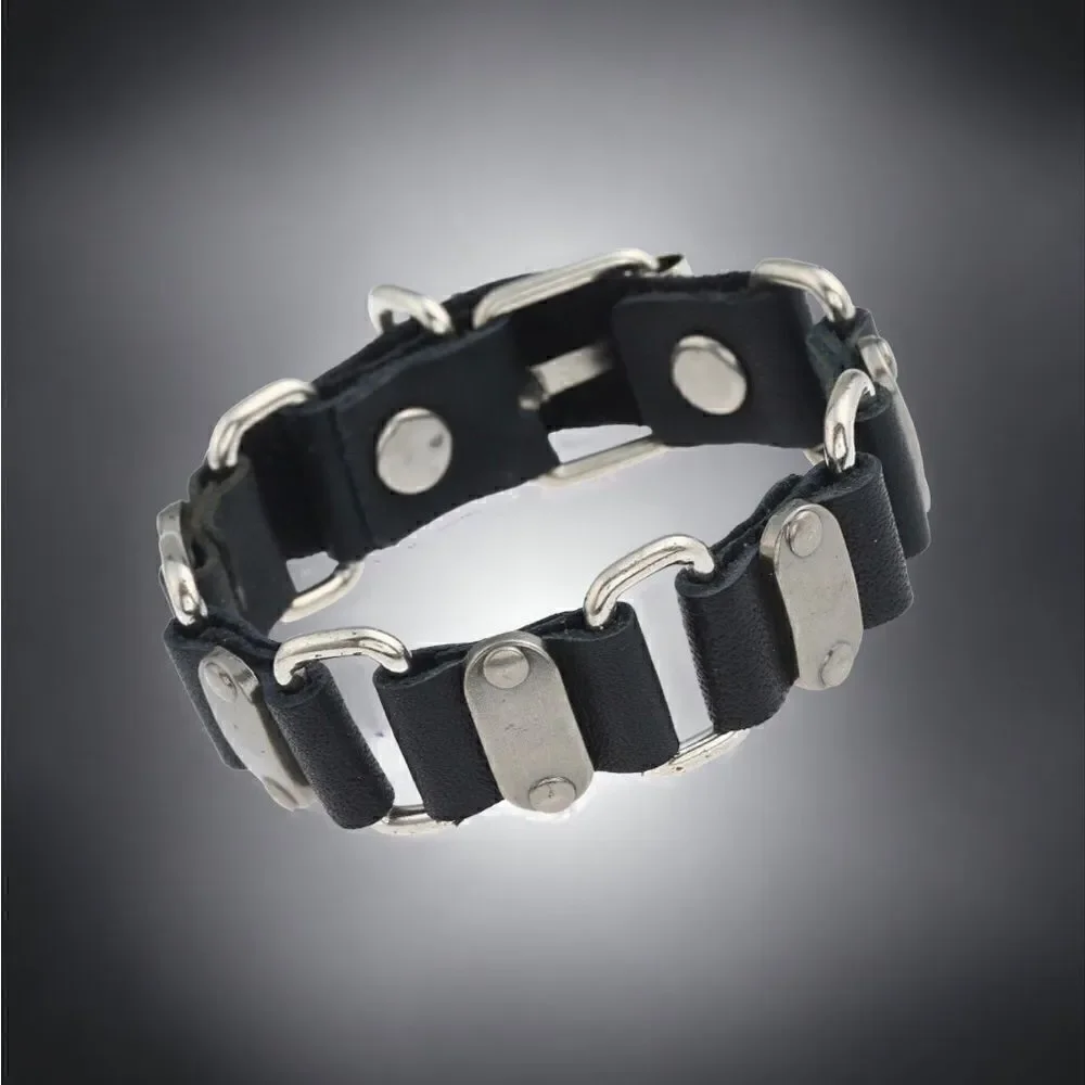 Men’s Leather Buckle Bracelet l Black / Brown l 9 1/2” l New